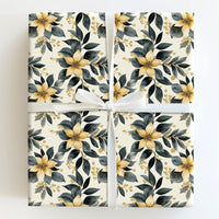 Floral Christmas Gift Wrap, Golden Poinsettia Wrapping Paper, Moody Botanical Present Wrap, Winter Wedding Wrap Paper, Holiday Present Paper