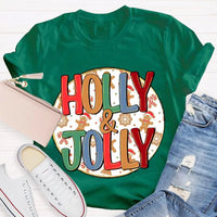 Festive Holiday Graphic T-Shirt, Holly and Jolly Christmas Shirt, Retro Merry Christmas Tee, Adorable Winter Holiday Shirt, Unisex Xmas Present