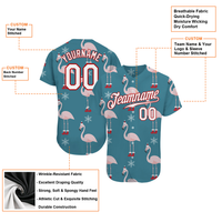 Personalized Holiday Flamingo Baseball Jersey, Custom Christmas Flamingo Baseball Jersey, Humorous Xmas Sports Team Baseball Jersey, Fan Present
