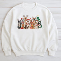 Festive Holiday Puppy Sweatshirt, Christmas Dogs Sweatshirt, Adorable Dog Lover Xmas Crewneck, Winter Pet Lover Graphic Pullover, Dog Mom Present