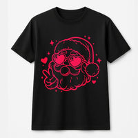 Bubble Gum Santa Claus Graphic Tee, Cool Santa Sunglasses T-Shirt, Retro Pink Christmas Shirt, Humorous Holiday Graphic T-Shirt Present