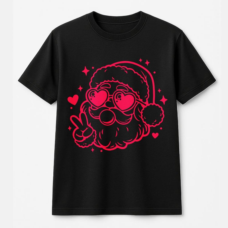 Bubble Gum Santa Claus Graphic Tee, Cool Santa Sunglasses T-Shirt, Retro Pink Christmas Shirt, Humorous Holiday Graphic T-Shirt Present