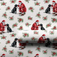 Black Lab Dog Christmas Gift Wrap, Santa and Black Labrador Wrapping Paper, Festive Puppy Holiday Wrapping Paper, Pet Lover Gift Wrap
