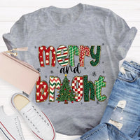 Retro Holiday Graphic Tee, Merry and Bright Christmas Tree Teacher T-Shirt, Festive Teacher Shirt, Xmas Educator Present Top