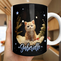 Kitten in Snowy Winter Scene Coffee Mug, Adorable Ginger Cat Christmas Mug, Comfy Holiday Ceramic Cup, Xmas Present for Cat Lovers