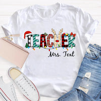 Custom Name Holiday Educator Shirt, Personalized Christmas Teacher T-Shirt, Festive Winter Graphic Tee, Christmas Teacher Present