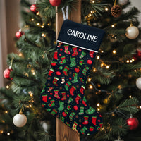 Custom Name Holiday Stocking, Personalized Red and Green Ornament Christmas Stocking, Festive Xmas Stocking, Family Holiday Decor Present