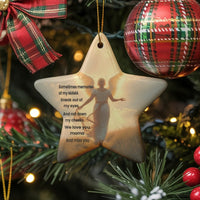 Mom Remembrance Keepsake, Angel Wings Memorial Star Ornament, Sympathy Ceramic Star Ornament, Bereavement Present, Christmas Star Ornament