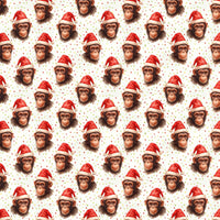 Humorous Monkey Santa Claus Gift Wrap, Christmas Chimp Wrapping Paper, Holiday Present Paper Roll, Adorable Christmas Animal Gift Wrap Paper