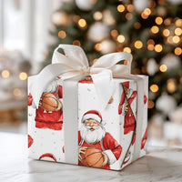 Sports Holiday Gift Wrap, Basketball Santa Wrapping Paper, Christmas Basketball Gift Wrap, Watercolor Santa Sports Wrapping Paper