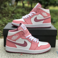 Mid Top Sneakers, White Pink Colorway, Valentine Design, Lace Up Design, Casual Gift for Sneaker Fans