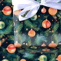 Pine Branch Holiday Gift Wrap, Watercolor Ornament Christmas Wrapping Paper, Dark Green Xmas Wrapping Paper, Festive Winter Gift Wrap Roll