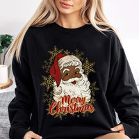African American Santa Claus Crewneck, Black Santa Christmas Sweatshirt, Comfy Festive Holiday Sweater, Melanin Xmas Pullover Present