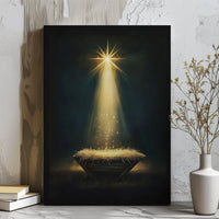 Bethlehem Star Holy Light Christmas Print, Nativity Manger Canvas Wall Art, Religious Christian Wall Decor, Digital Download