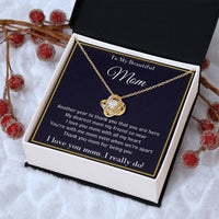 Cubic Zirconia Pendant Necklace, Love Knot Necklace for Mom, 14k White Gold Finish Jewelry, Meaningful Mother Christmas Present, Birthday Present