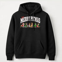 Humorous Pit Bull Christmas Hoodie, Merry Pitmas Hoodie, Pitbull Dog Mom Hooded Sweatshirt, Holiday Xmas Dog Lover Present