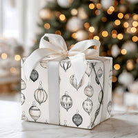 Retro Holiday Gift Wrap, Vintage Ornament Christmas Wrapping Paper, Elegant Xmas Bauble Wrapping Paper, Classic Holiday Gift Wrapping Paper