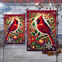 Winter Season Double Sided Lawn Flag, Cardinal Bird Christmas Garden Flag Red Cardinal Holiday Yard Flag, Outdoor Xmas Yard Banner