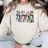 Adorable Festive Dog Lover Sweater, Husky Christmas Sweatshirt, Winter Siberian Husky Holiday Crewneck, Christmas Dog Owner Pullover Present