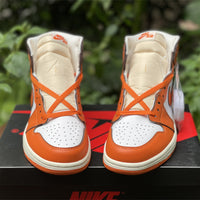 High Top Sneakers, Orange White Colorway, Lace Up Design, Casual Gift for Sneaker Fans