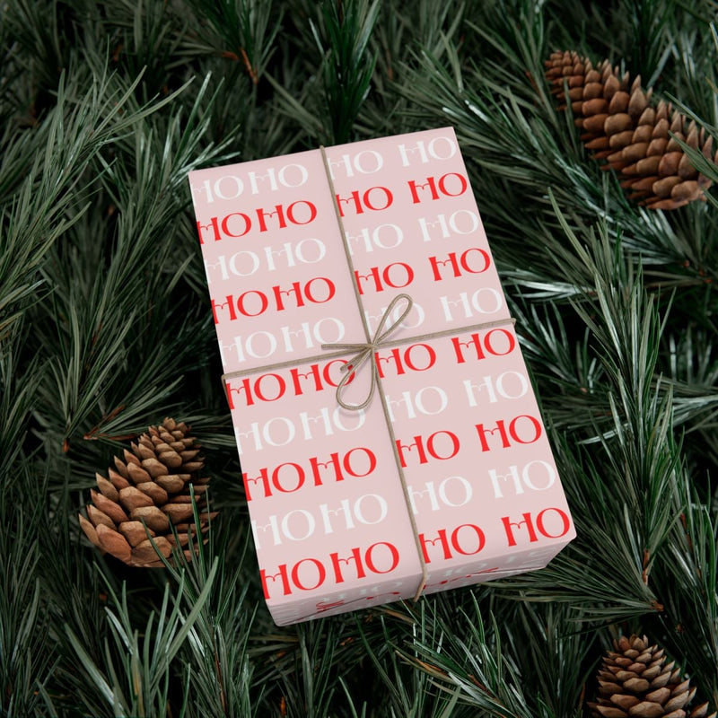 Modern Christmas Gift Wrap, Pink Ho Ho Ho Wrapping Paper, Pink Holiday Wrapping Paper Roll, Typography Gift Wrap Paper, Festive Xmas Paper
