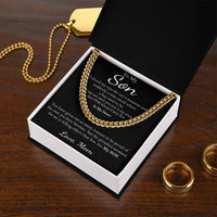 Stainless Steel Cuban Link Necklace, To My Son Cuban Link Chain from Mom, Keepsake Message Card Cuban Chain, Son Birthday or Christmas Present