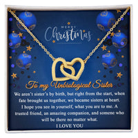 Best Friend Heart Necklace, Unbiological Sister Interlocking Hearts Necklace, Soul Sister CZ Crystal Necklace, Christmas Jewelry Present