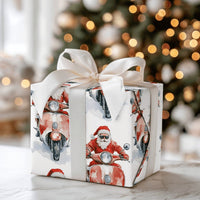 Sunglasses Santa Gift Wrap, Cool Santa on Scooter Wrapping Paper, Red Motor Scooter Christmas Wrapping Paper, Whimsical Holiday Gift Wrap