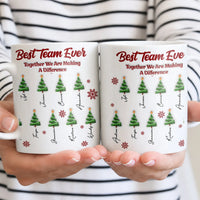 Custom Christmas Tree Office Mug, Best Team Ever Personalized Ceramic Mug, Coworker Holiday Coffee Cup, Appreciation Mug Present