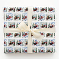 Christmas Locomotive Gift Wrap, Vintage Steam Train Wrapping Paper, Watercolor Train Wrapping Paper, Holiday Winter Train Gift Wrap Roll