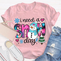 Winter Holiday Graphic Tee, Snow Day Snowman Christmas Tree T-Shirt, Adorable Snowman Tree Shirt, Humorous Winter Season Tee, Christmas Snow Present