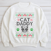 Humorous Feline Holiday Sweatshirt, Cat Daddy Ugly Christmas Sweatshirt, Adorable Cat Lover Xmas Crewneck, Retro Pet Dad Pullover Sweatshirt, Present
