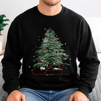 Festive Winter Sleigh Crewneck, Christmas Tree Sweatshirt, Vintage Holiday Graphic Sweater, Comfy Christmas Pullover, Adorable Xmas Holiday Present