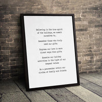 Holiday Spirit Canvas Wall Art, True Meaning of Christmas Quote Canvas, Christmas Quote Canvas Print, Frameless Holiday Home Decor Present