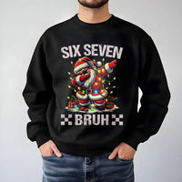 Six Seven Bruh Christmas Graphic Crewneck, Dabbing Santa Sweatshirt, Humorous Meme Santa Sweater, Holiday Humor Pullover, Xmas Gag Present