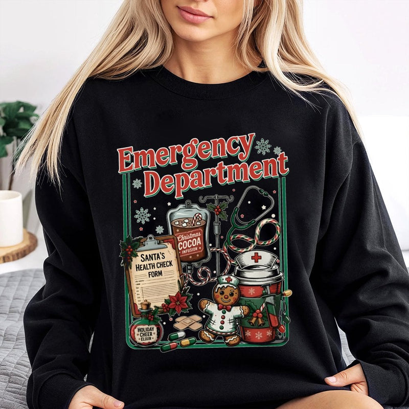 Humorous ER Nurse Gingerbread Crewneck, Emergency Department Christmas Sweatshirt, Hospital Holiday Pullover, Doctor RN Nurse Present
