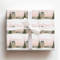Watercolor Winter Paris Gift Wrap, Paris Louvre Christmas Wrapping Paper, French Cityscape Holiday Wrapping Paper