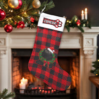 Buffalo Plaid Holiday Stocking, Personalized Black Cat Christmas Stocking, Custom Kitten Xmas Stocking, Adorable Cat Lover Present for Pet Owners