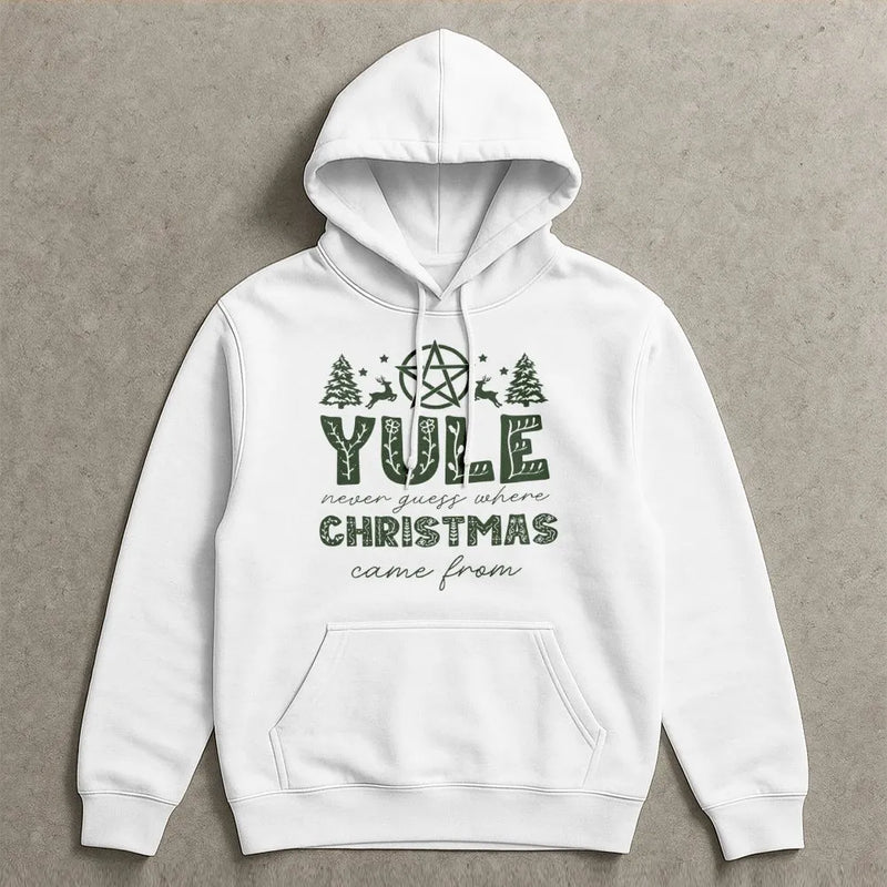 Winter Solstice Graphic Sweatshirt, Yule Pentagram Hoodie, Witchy Pagan Christmas Pullover, Wiccan Holiday Hooded Sweatshirt