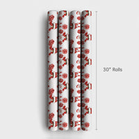 Red Pom Pom Christmas Gift Wrap, Cheerleader Santa Wrapping Paper, Fun Secret Santa Present Paper, Festive Holiday Gift Wrapping Paper
