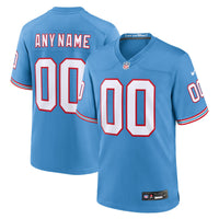 Tennessee Titans Light Blue Oilers Throwback Custom Game Jersey