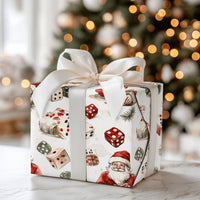 Poker Dice Christmas Gift Wrap, Casino Santa Wrapping Paper, Gambling Holiday Wrapping Paper, Casino Game Night Gift Wrap, Holiday Paper
