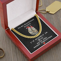 Adorable Otter Cuban Chain, Otterly in Love Fiancé Cuban Link Chain Necklace, Mens Stainless Steel Cuban Link Chain, Christmas Present for Him