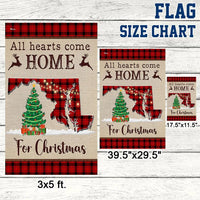 All Hearts Come Home Holiday Flag, Maryland Christmas Garden Flag, Buffalo Plaid State Map Flag, Double-Sided MD Winter Decor Present