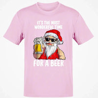 Humorous Santa Drinking Shirt, Most Wonderful Time for a Beer Christmas T-Shirt, Retro Ugly Xmas Holiday Graphic Tee, Beer Lover Present