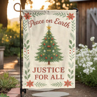 Christmas Tree Floral Yard Flag, Peace on Earth Justice for All Garden Flag, Poinsettia Holiday Garden Flag, Festive Outdoor Lawn Flag Decor