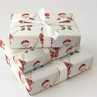 Sports Christmas Gift Wrap, Baseball Santa Wrapping Paper, Humorous Santa Claus Present Wrap Roll, Holiday Baseball Fan Gift Wrapping Paper