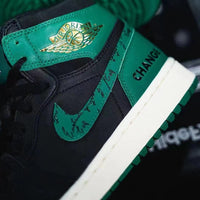 Retro High Top Golf Shoes, Black Green Colorway, Lace Up Design, Casual Gift for Shoe Lovers
