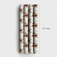 Santa Riding Horse Gift Wrap, Equestrian Christmas Wrapping Paper, Watercolor Holiday Wrapping Paper