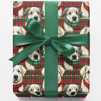 Plaid Winter Dog Gift Wrap, Great Pyrenees Christmas Wrapping Paper, Festive Dog Lover Wrapping Paper, Holiday Present Roll